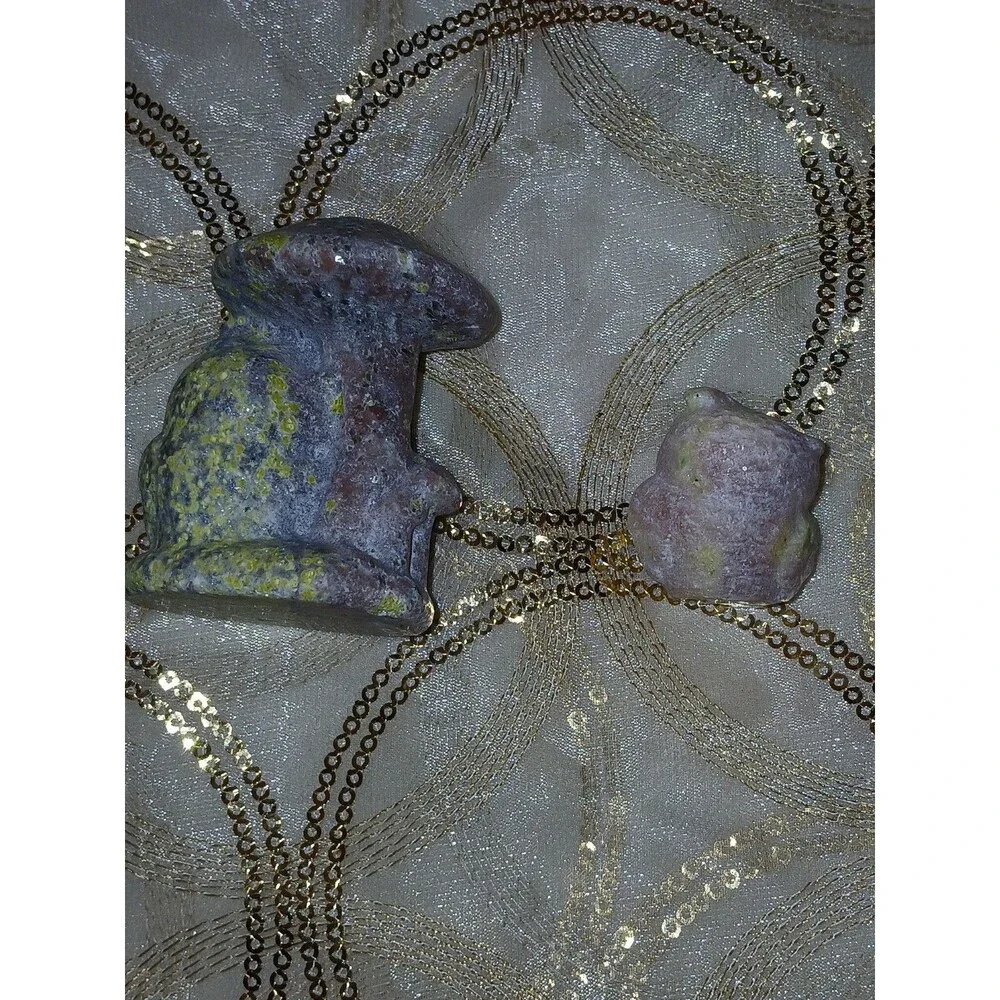 Peach & Plum Blossom Tourmaline Crystal Owl Carvings